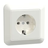 SCHUKO socket outlet with full cover plate, screw lift terminals, polar white glossy, 1-M