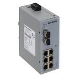 Ethernet Switch, Unmanaged, 8 Ports, 6 Copper, 2 Multimode Fiber