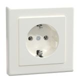 SCHUKO socket outlet with full cover plate, screw lift terminals, polar white, M-SMART