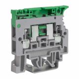 Screw terminal block 4mm2 fuse-holder, blown-fuse signal 110-230V, grey color