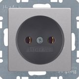 Socket outlet without earthing contact, Q.1/Q.3, alu velvety, lacquere