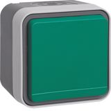 SCHUKO soc. out. green hinged cover surface-mtd, W.1, grey/light grey 
