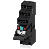 plug-in relay complete unit, 2 changeover contacts, 230 V AC, LED module red, base with