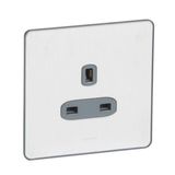 Synergy Sleek 1 Gang 13A Unswitched Socket Outlet Brushed Stainless Steel