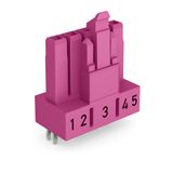 Socket for PCBs straight 5-pole pink