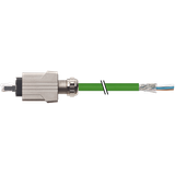 RJ45 PushPull male 0° with cable PUR 1x4xAWG22 shielded gn+dragch 0.3m