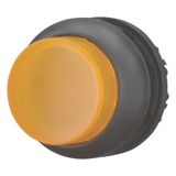 Illuminated pushbutton actuator, RMQ-Titan, Extended, momentary, orange, Blank, Bezel: black