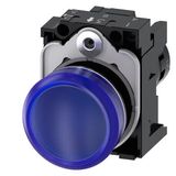 Indicator lights, compact, 22 mm, round, plastic, blue, lens,  3SU1201-6AF50-1AA0