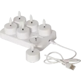 LED Tealight 6 Pack Flamme Charge