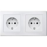 SCHUKO double socket, touch protection, plug-in terminals, polar white, M-SMART