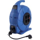 automatic cable reel blue  'ROTOMATIC' with 20 H05VV-F 3G1,5 with 4 sockets IP20  german version