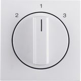 Centre plate rotary knob 3-step switch, Berker S.1/B.3/B.7, polar whit