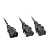 2m C14 to 2x C13 Mains Extension Cable IEC C14 Connector to 2x IEC C13 Connector