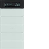 B.IQ push-button 5gang thermostat, display, KNX - B.IQ, glass p. white