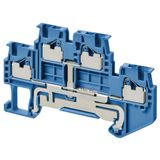 Multi-tier feed-through DIN rail terminal block with push-in plus conn