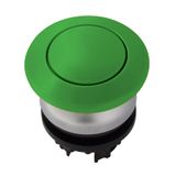 Mushroom push-button, spring-return, green