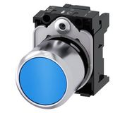 Pushbutton, compact, with extended stroke (12 mm), 22 mm, round, Metal, blue,  3SU1250-0EB50-0AA0-Z X90