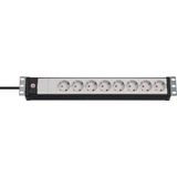 Premium-Line 19" extension socket for switch cabinets 8-way black/light grey 3m H05VV-F 3G1,5 19" format