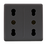 ITALIAN STANDARD DOUBLE SOCKET-OUTLET 250V ac - 2X2P+E 16A DUAL AMPERAGE - P11-P17 - 2 MODULES - SYSTEM BLACK