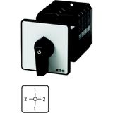 Two-way switch, T3, 32 A, rear mounting, 1 contact unit(s), Contacts: 4, 90 °, maintained, Without 0 (Off) position, 2-1-2-1, Design number 15111