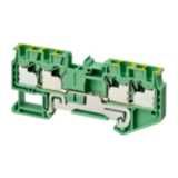 Ground multi conductor DIN rail terminal block with 4 push-in plus con