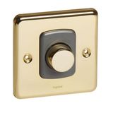 Synergy Authentic 1 Gang 2 Way 1000W Push On/Off Rotary Dimmer Gold