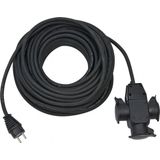 Construction site extension cable 25m H07RN-F3G1,5 black with triple rubber coupling IP44