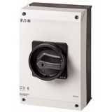 Main switch, P3, 100 A, surface mounting, 3 pole, STOP function, With black rotary handle and locking ring, UL/CSA