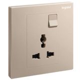 Galion 1 gang Multistandard switched socket outlet - rose gold