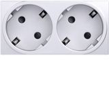 Double socket Schuko with childprotection for trunking Aluminium