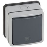 Push-button Plexo 66 - 1 gang - 2 way - with ''bell'' - 6 A - 250 V~ - grey