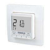 Flush-mounted thermostat as room controller, AC 230V, 1 changeover contact, heating 5(2) A, cooling 1(1) A, white backlighting