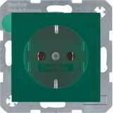 SCHUKO soc. out., screw-in lift terminals, S.1/B.3/B.7, green glossy