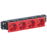 Socket Mosaic - 4 x 2P+E -for installation on trunking -auto. term. -tamperproof