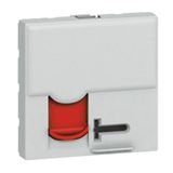 Arteor™ - RJ45 socket category 6 UTP with controlled access 2 modules Soft Alu with red shutter