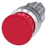 Mushroom pushbutton, 22 mm, round, metal, shiny, red, 30 mm, 3SU1050-1AD20-0AA0-Z Y15