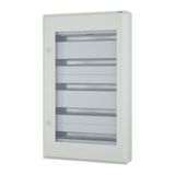 Complete surface-mounted flat distribution board with window, white, 24 SU per row, 5 rows, type P