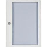 Surface mounted steel sheet door white, transparent with Profi Line handle for 24MU per row, 4 rows