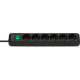 Eco-Line extension socket with switch 6-way black 1,5m H05VV-F 3G1,5