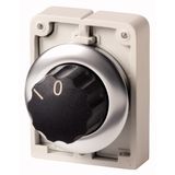 Changeover switch, RMQ-Titan, with rotary head, momentary, 2 positions, inscribed, Front ring stainless steel