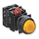 Pushbutton, 22mm square projection type, illuminated, yellow