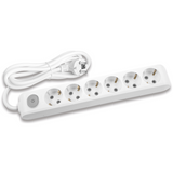 X-tendia White Six Gang Socket Switch Earth Cable CP