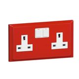 Socket 2 Gang 13A Switched + LED 14X7 RED Legrand-Belanko S