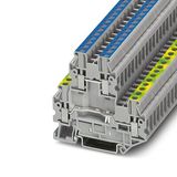 Protective conductor double-level terminal block