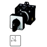 Step switches, T0, 20 A, rear mounting, 1 contact unit(s), Contacts: 2, 45 °, maintained, With 0 (Off) position, 0-2, Design number 15023