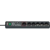Secure-Tec 19.500A automatic extension socket with surge protection 6-way anthracite 3m H05VV-F 3G1,5 1xMaster 5xSlave