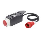 MIXO CEE adapter 16 A MIXO CEE plug 400 V, 16 A, 5-pole Output: 1x CEE socket 400 V, 16 A, 5-polewith 1.5 m H07RN-F 5G2.5heavy-duty rubber cableWERRA Input 16 A, approx. 11 kW