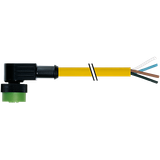 MQ12 female 90° A-cod. with cable PUR 4x0.34 ye UL/CSA+drag ch. 10m