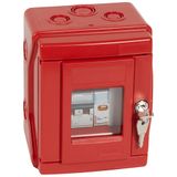 Plexo safety box for IP55 IK07 boiler room equipped with a 2P circuit breaker and an indicator light