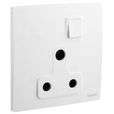 Mallia Senses - 1 gang BS switched socket outlet - 15A - Matt White